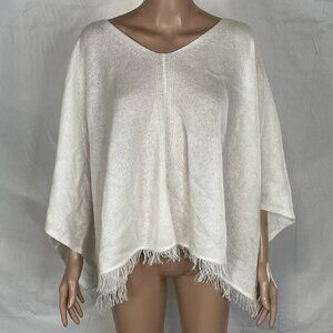 J.McLaughlin Women’s Ingrid Cashmere Poncho One Size Off White — Fringed Hem